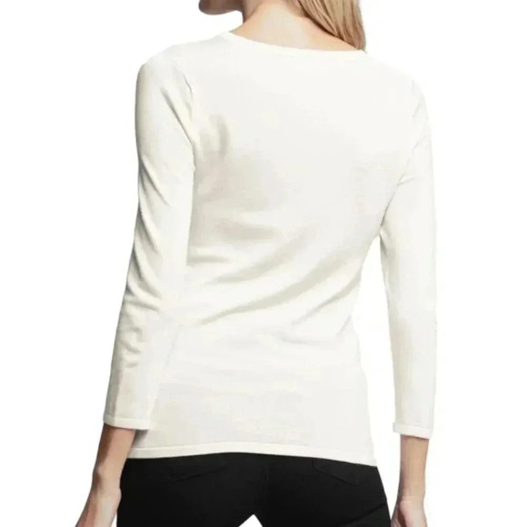 NWT L'Agence Jocelyn Cutout Sweater in Ivory Size S Minimalist Quiet Luxury - Picture 4 of 13